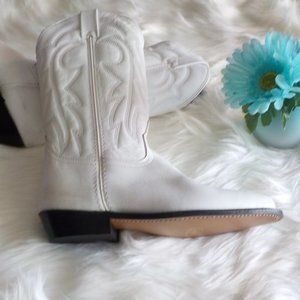 Vittorio Ricci Womens All White Cowgirl Boots Sz 7